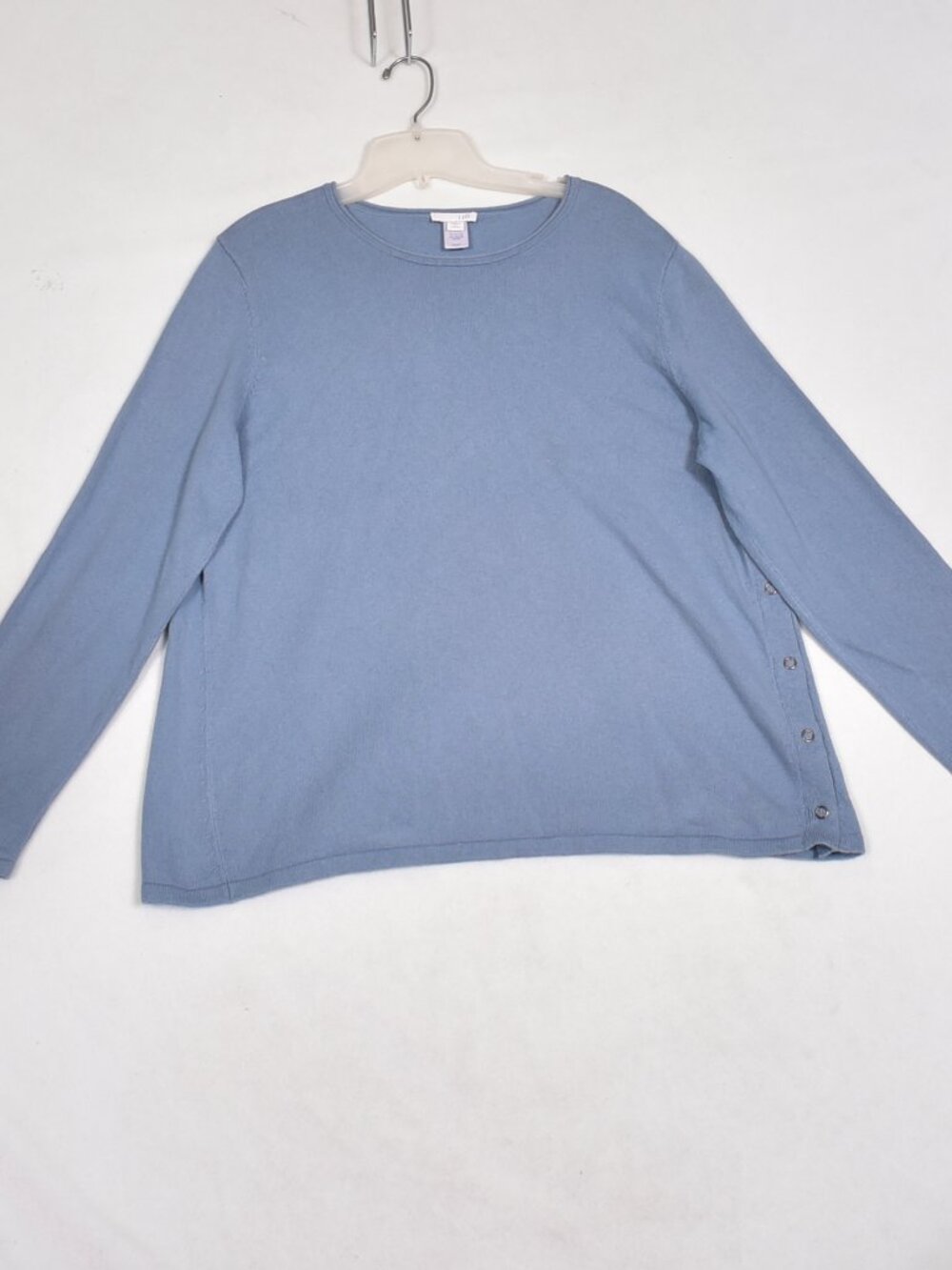 J. Jill Petite Women's Sweater Blue Long Sleeve Side Accent  Buttons Size Large